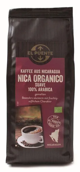 El Puente El Puente Nica suave - Bio-Kaffee gemahlen 250 g entsäuert | Fair Trade | Bio-zertifiziert | Vegan | Glutenfrei, Mehrfarbig, – Produktbild 1 von 1