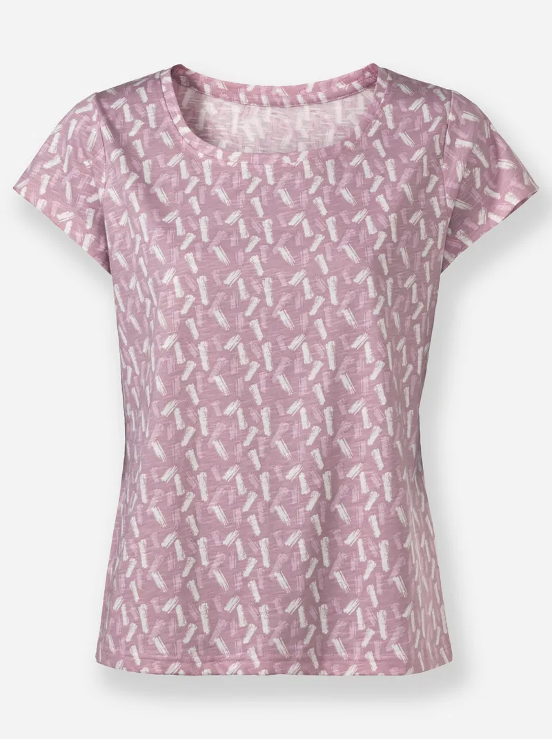 Witt Rundhalsshirt mauve-ecru-bedruckt, Mauve-ecru-bedruckt, – Produktbild 1 von 2