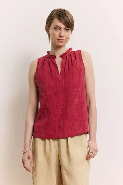 Tranquillo Tranquillo Bluse Lauraa aus Bio-Baumwolle - garnet red / 40 – Produktbild 4 von 5