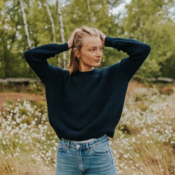 NORDLICHT NORDLICHT Grobstrick Pullover aus 100% Baumwolle MARA, Blau, – Produktbild 1 von 4