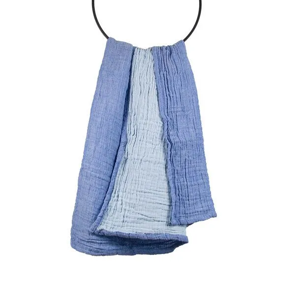 Yolunda Yolunda Musselin Babydecke Bio-Baumwolle in 5 Farbkombinationen zum Wenden, Klassisch blau/windblau, – Produktbild 1 von 1