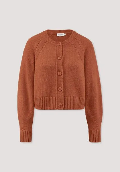 hessnatur hessnatur Strick Jacke Relaxed Cropped aus Bio-Merinowolle mit Bio-Baumwolle, Rotorange, – Produktbild 4 von 4