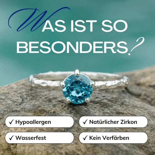 Spirit of Island Spirit of Island Silber Solitär Ring | Blauer Zirkon, Blau, – Produktbild 3 von 4