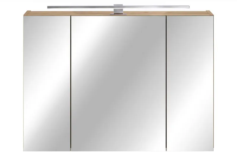 Lomadox Spiegelschrank NEWPORT-56-EVOKE 80 cm breit in Eiche, inkl. LED-Aufsatzleuchte, Braun, – Produktbild 3 von 4