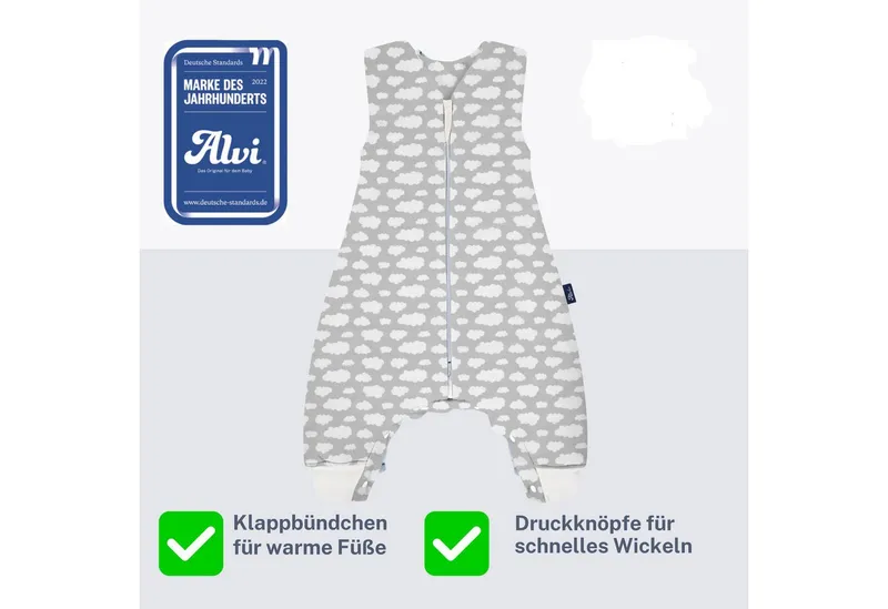 Alvi Alvi Babyschlafsack Sleep-Overall wattiert Schlafsack mit Füßen Wolke Silber Exclusiv – Produktbild 1 von 5