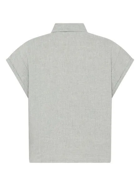 KnowledgeCotton Apparel KnowledgeCotton Apparel ASTER faltbares Kurzarm-Leinenhemd - Bio-Leinen - GOTS/Vegan, Grau (ultimate-grey), – Produktbild 2 von 4