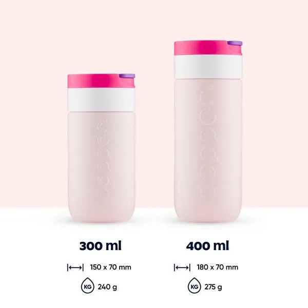 Dopper Dopper Thermobecher Travel Mug 300ml, 400ml - Auflaufsicher, kohlensäurehaltige Getränke, 6 Stunden warm / 20 kalt, Berry pink (rosa), – Produktbild 2 von 4
