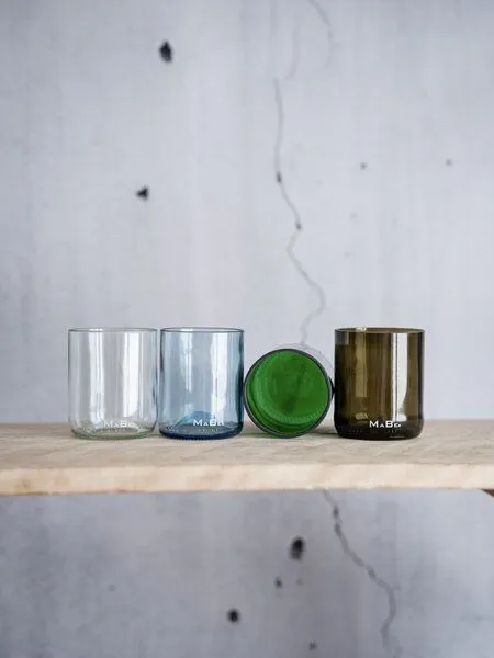 MaBe MaBe Set 4 Trink Gläser UPCYCLING - nachhaltiges Geschenk für Hochzeit - Einzug - Geburtstag - Ostern, Bunt, – Produktbild 1 von 3