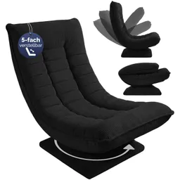 Casaria® Sessel Aberdeen Schwarz Cord 5fach verstellbar 360 Grad drehbar klappbar – Produktbild 1 von 1