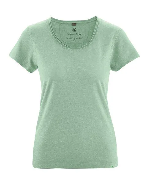 HempAge HempAge Damen T-Shirt mit Rollsaum Hanf/Bio-Baumwolle, Menta (grün), – Produktbild 1 von 4