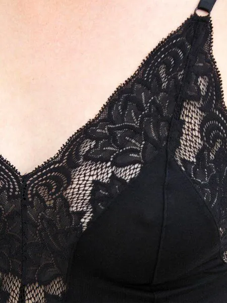 erlich textil erlich textil Hannah Body mit Spitze aus weichem Modal, made in Europe, Schwarz, – Produktbild 5 von 5