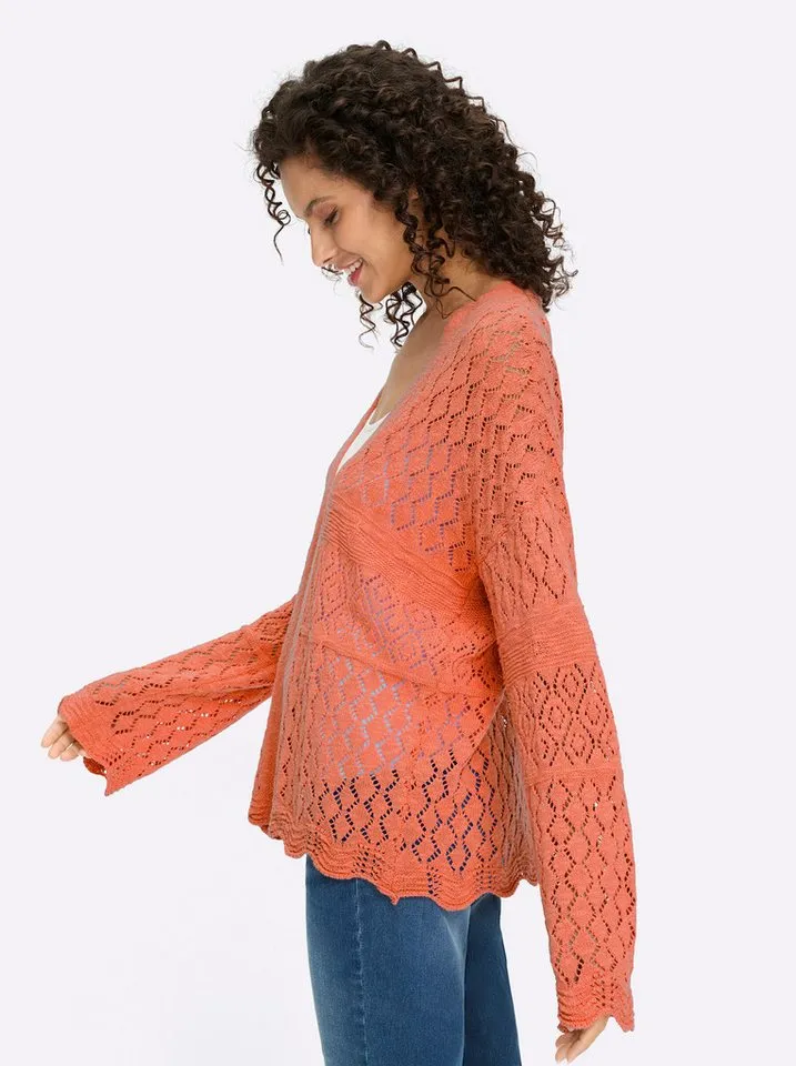 heine heine Strickjacke Cardigan Langarm Ajourstrick, Orange, – Produktbild 5 von 5