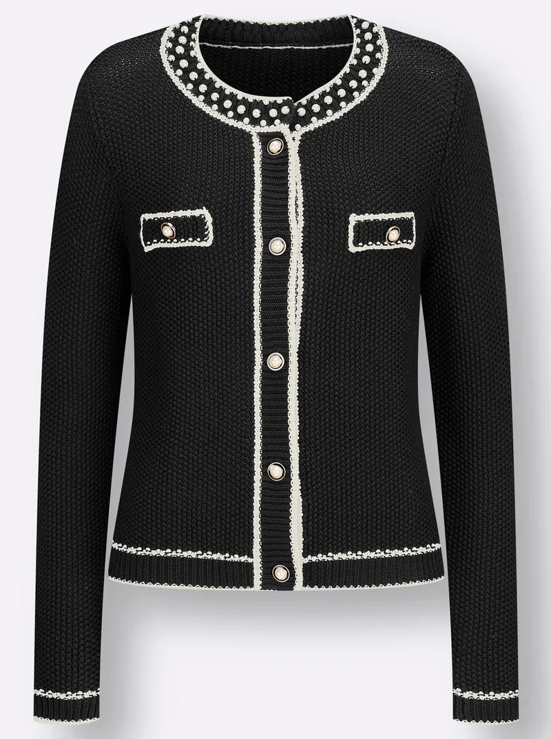 Witt Feinstrickjacke, Schwarz-champagner-gemustert, – Produktbild 1 von 2