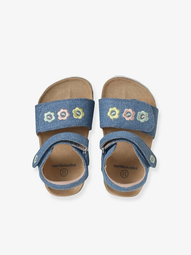 Vertbaudet Stoff-Sandalen mit Klettverschluss Baby, Jeansblau, – Produktbild 4 von 4