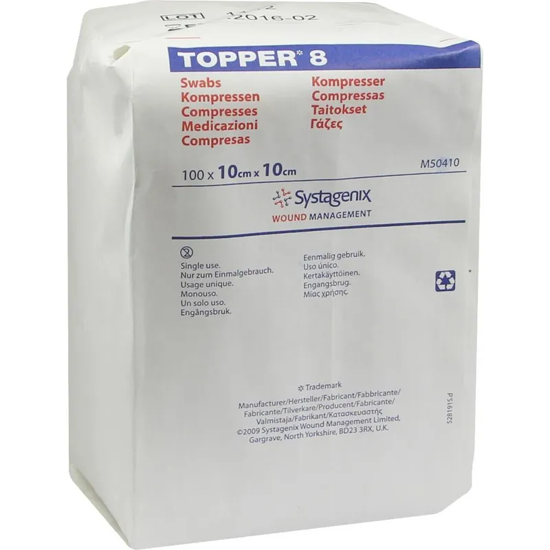 Solventum Germany TOPPER 8 Kompr.10x10 cm unsteril 100 St Kompressen – Produktbild 1 von 1