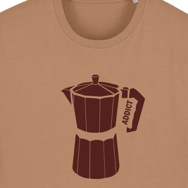 Spangeltangel Spangeltangel T-Shirt bedruckt, Kaffee Addict, Siebdruck, Herren, Bio-Baumwolle, Hellbraun, – Produktbild 2 von 4