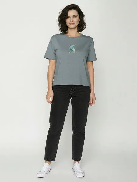 GreenBomb GREENBOMB Bird Look Nova - Kastiges T-Shirt aus Bio-Baumwolle / hochwertiger Print / GOTS / Fair & Vegan, Grau (fogstone), – Produktbild 3 von 4