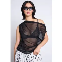 JAN N JUNE JAN 'N JUNE Damen vegan Top Aus Drapiertem Netzstoff Maris Black – Produktbild 1 von 1