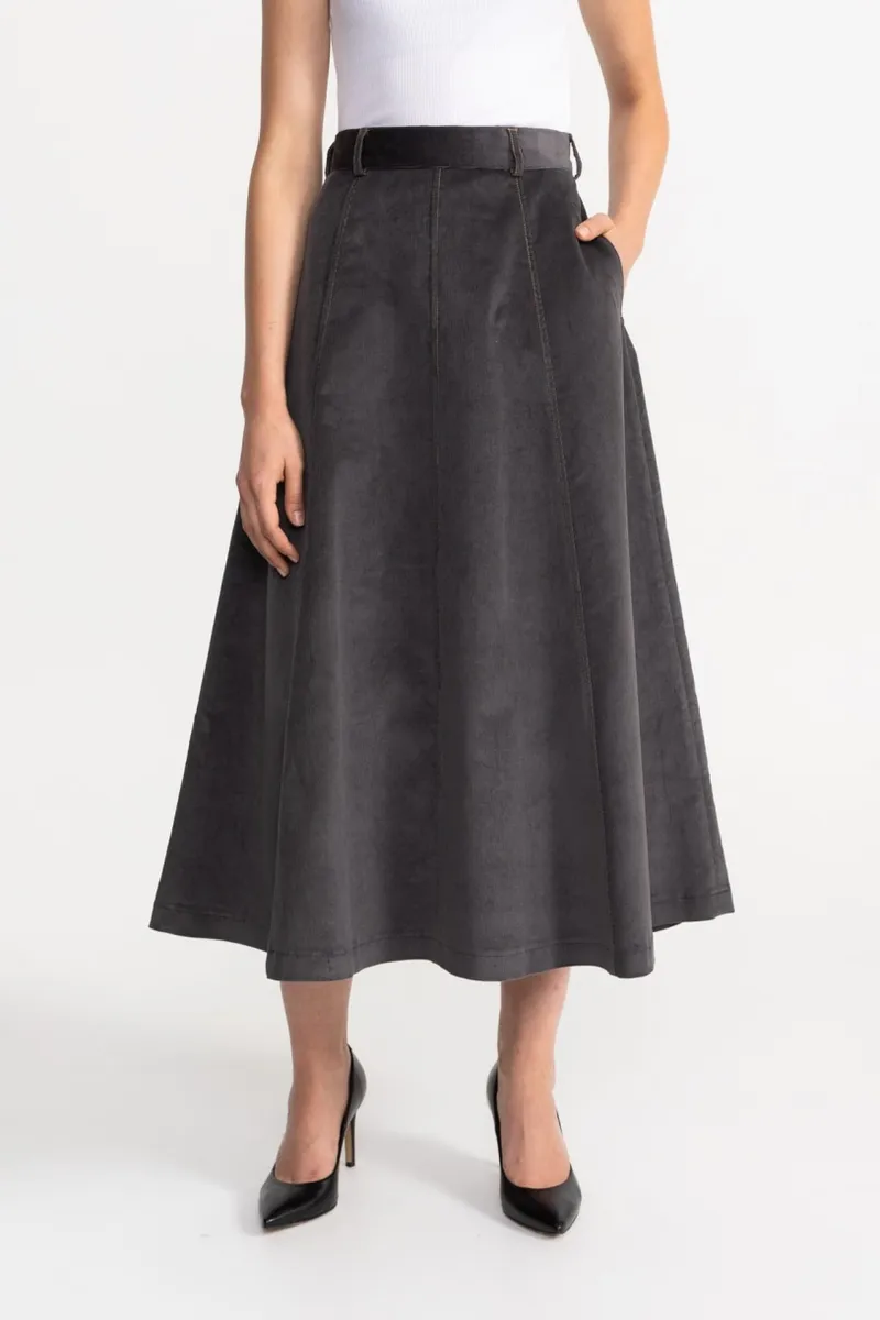 De IONESCU De IONESCU Damen vegan Rock Dorna Corduroy, Grau, – Produktbild 2 von 2