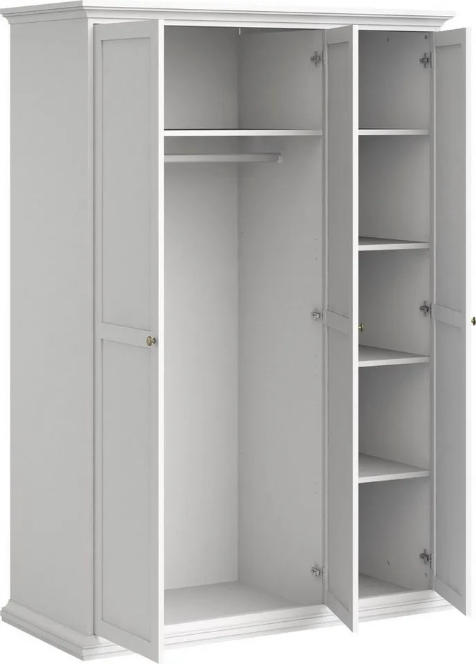 Home affaire Drehtürenschrank Paris im Landhaus-Stil aus schönem Holzfurnier, Höhe 200,5 cm (4 türig), Weiß, – Produktbild 5 von 5