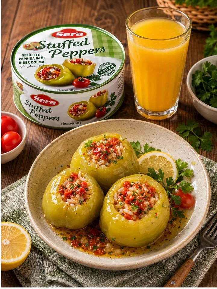 SERA FOOD Fertiggericht Gefüllte Paprika in Öl – mediterran & servierfertig, (Vegane Konserven), Spezialität, servierfertig, vegan/vegetarisch, hochwertige Zutaten – Produktbild 3 von 3
