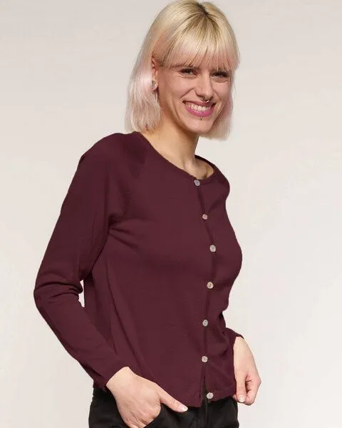 Alma & Lovis Alma & Lovis Leichter Feinstrick-Cardigan aus reiner Bio-Baumwolle | Cotton Cardigan, Feige (lila), – Produktbild 1 von 3