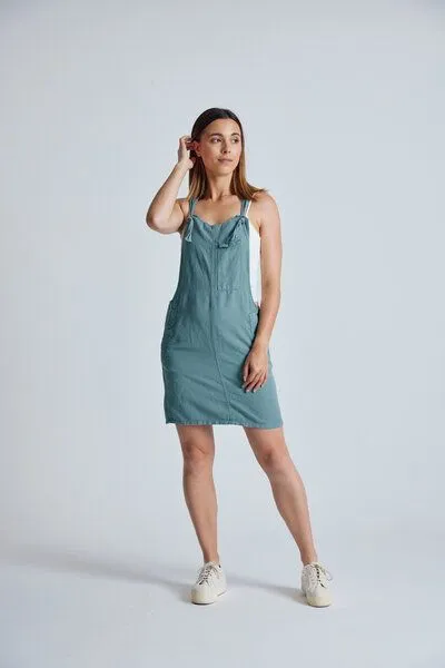 Flax and Loom Flax and Loom Leinen Latzkleid Peggy, Retro blue (grün), – Produktbild 2 von 7