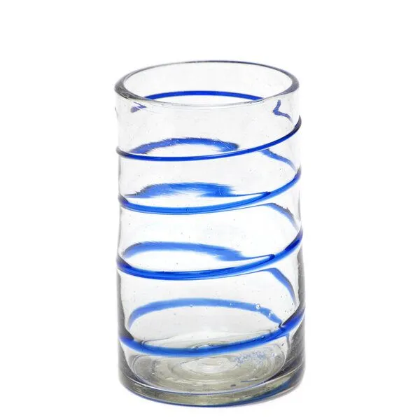 GLOBO Fair Trade GLOBO Fair Trade Glas AGUA aus Recyclingglas, mundgeblasen, Blaue spirale, – Produktbild 1 von 1