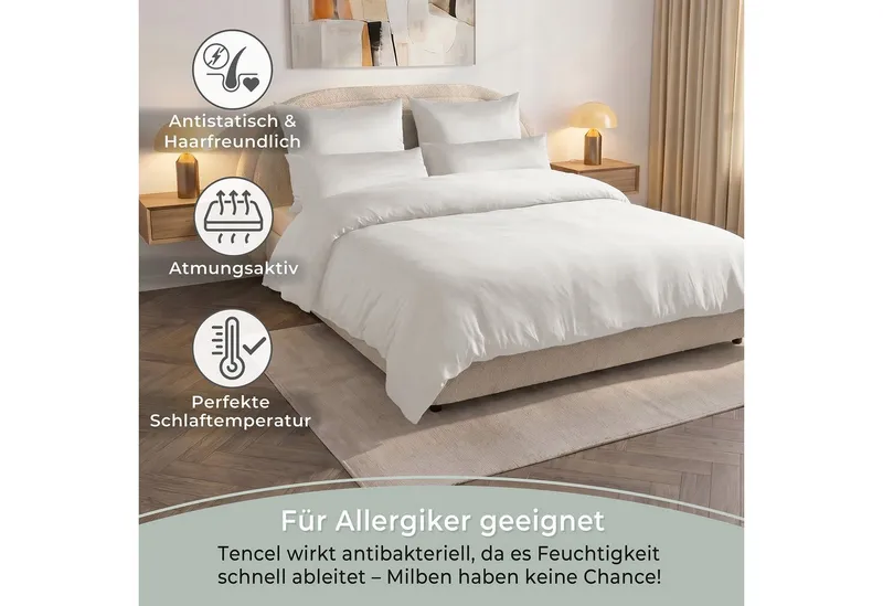 Laynenburg Bettwäsche Eukalyptus aus 100% Tencel Lyocell ab Gr. 135x200, kühlende, atmungsaktive Sommer-Bettwäsche mit Reißverschluss, Beige, – Produktbild 5 von 5