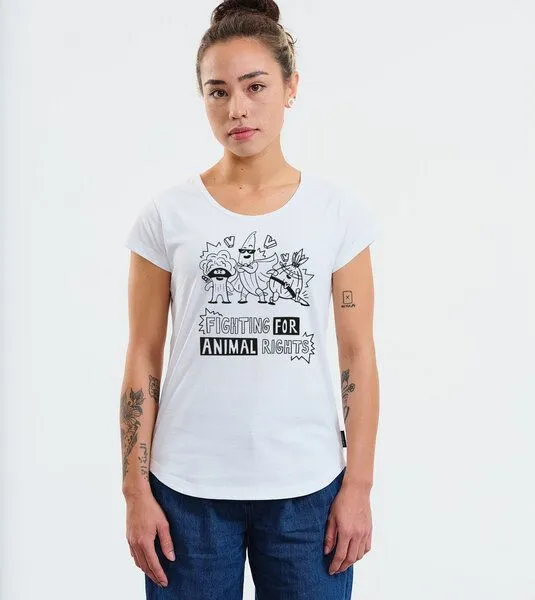 Gary Mash GARY MASH Shirt Asheville Fighting for Animal Rights aus Bio-Baumwolle, Weiß, – Produktbild 3 von 4