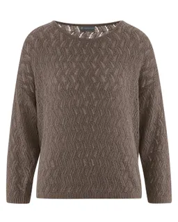HempAge Hempage Damen vegan Pullover Mit Ajourmuster Staubbraun – Produktbild 1 von 1