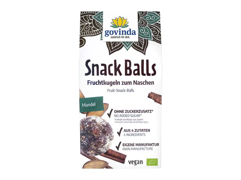 Govinda govinda Bio-Fruchtkugeln 'Snack Balls' Mandel, ohne Zuckerzusatz, 100 g – Produktbild 1 von 1
