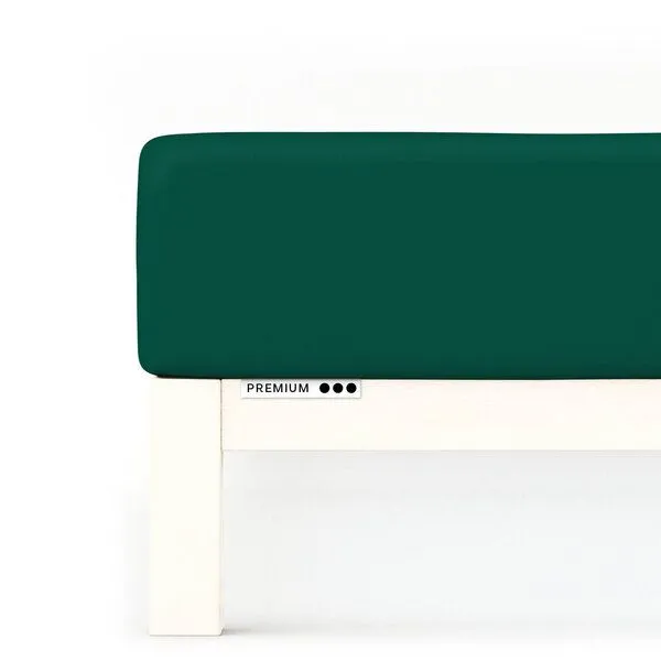Schlafgut Schlafgut Spannbettlaken Premium - 95% Bio-Makobaumwolle, 5% Elasthan - Matratzenhöhe von 18-35cm, Green deep, – Produktbild 1 von 7