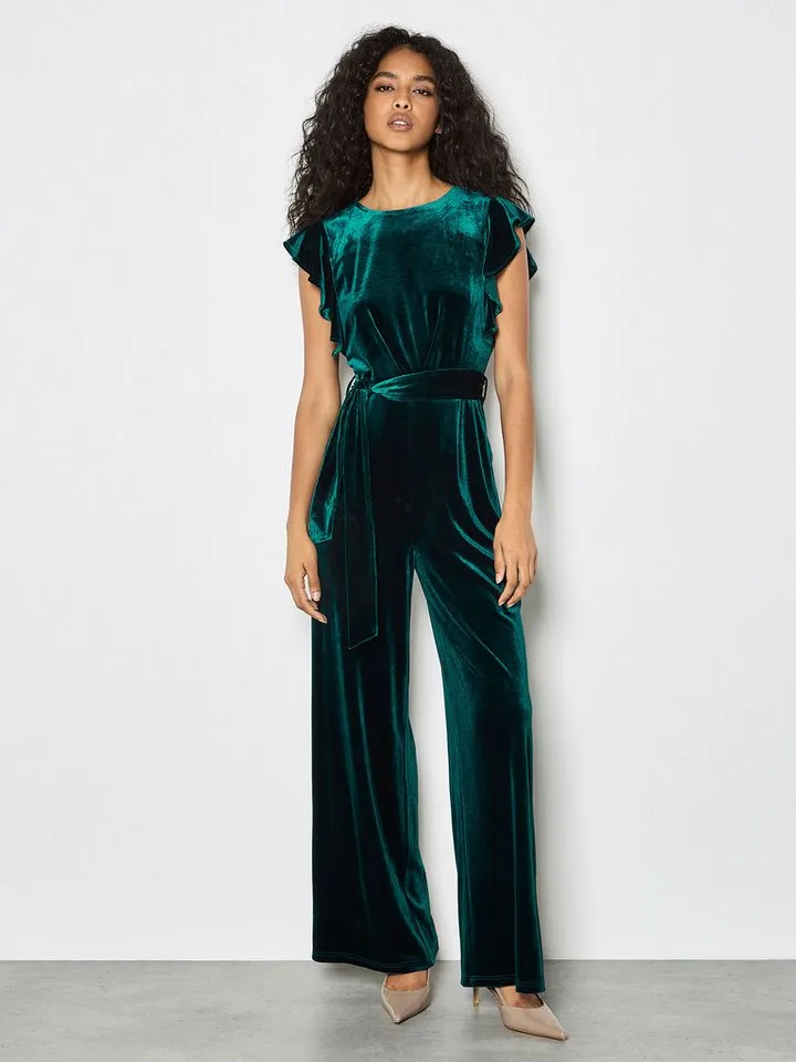 Apricot Apricot Jumpsuit Partyjumpsuit (mit Bindeband) aus Samt, Grün, – Produktbild 2 von 4