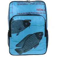 MoreThanHip MoreThanHip Laptop-Rucksack 15,6 Zoll aus recycelten Zement- oder Fischfuttersäcken - Trong, Blau - fische, – Produktbild 1 von 1
