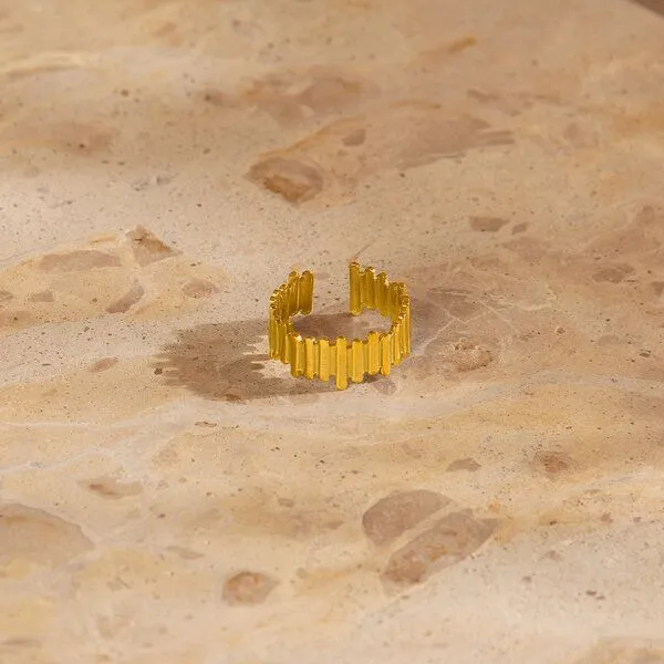 ELEKTROPULLI Größenvariabler LINE Ring ca. Ø 18 - 20mm von Elektropulli, Gold, – Produktbild 2 von 3
