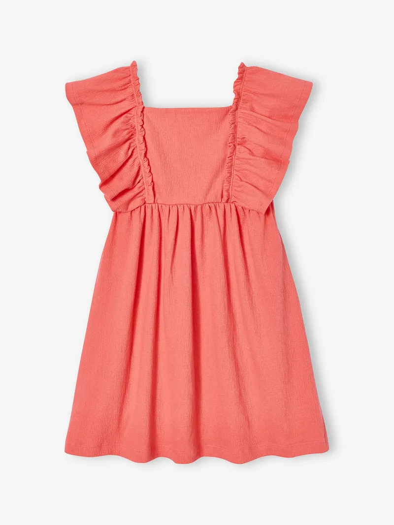 Vertbaudet Kleid Mädchen mit Flügelärmeln, Koralle, – Produktbild 1 von 3