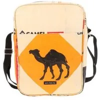 MoreThanHip MoreThanHip Unisex Umhängetasche aus recycelten Zement- oder Tierfuttersäcken - Kosal, Creme/orange - kamel, – Produktbild 1 von 1
