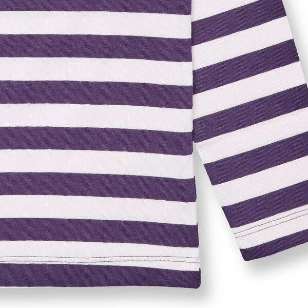 Sense Organics Sense Organics Mädchen Langarmshirt, Modell ALUNA, Dunkle pflaume geringelt mit blumen, – Produktbild 4 von 4