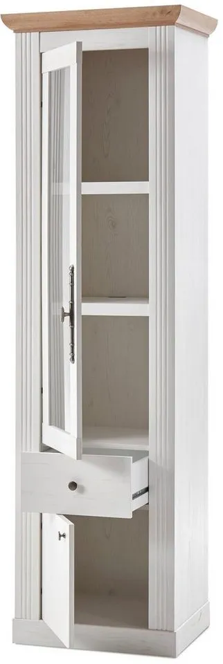 OTTO home Wohnwand Westminster, Anbauwand im Landhausstil, Komplettset, Wohnzimmer-Set, (Set, 4-St), Set besteht aus 2 Vitrinen, 1 Lowboard und 1 Wandregal, Weiß, – Produktbild 5 von 5