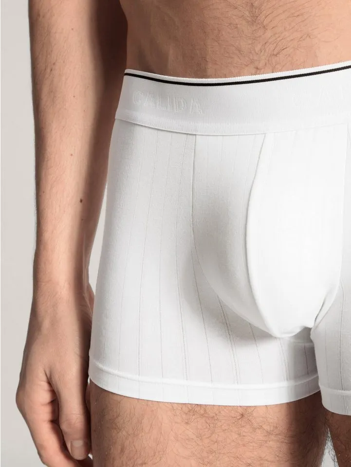 CALIDA CALIDA Boxershorts Pure & Style (3er Pack) Baumwollmix - Single Jersey, elastisch, maskulin, Weiß, – Produktbild 4 von 5