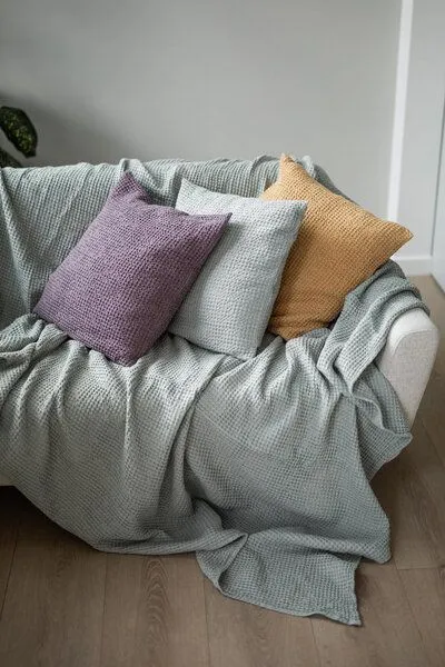 AmourLinen AmourLinen Waffeldecke aus Leinen, Sage green (grün), – Produktbild 2 von 3