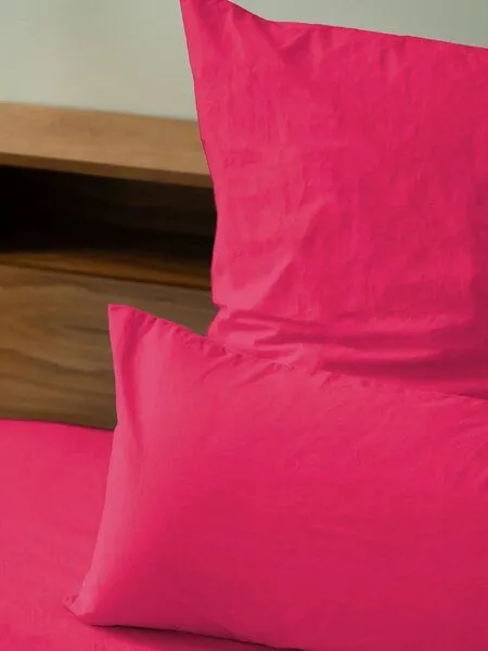 erlich textil erlich textil Fred Kopfkissenbezug aus weicher Bio-Baumwolle, made in Europe, Knallpink, – Produktbild 7 von 8
