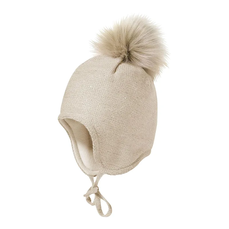 Maximo Maximo Winter-Strickmütze Glitzer Fake Fur, Beige, – Produktbild 1 von 1