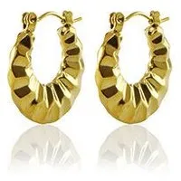 ELEKTROPULLI Ovale Creolen mit Struktur, Cool & Schick in 20mm von Elektropulli, Gold, – Produktbild 1 von 2