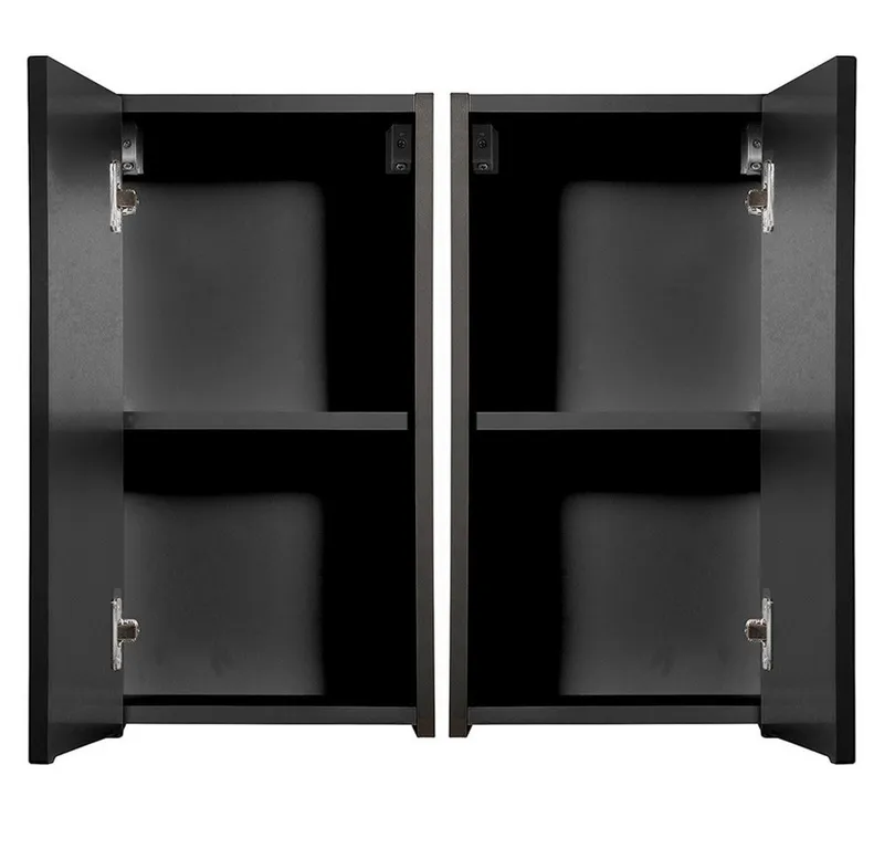Lomadox Hängeschrank NEWPORT-56-BLACK 30cm Badschrank 1-türig schwarz gerillt grifflos, Schwarz, – Produktbild 2 von 5
