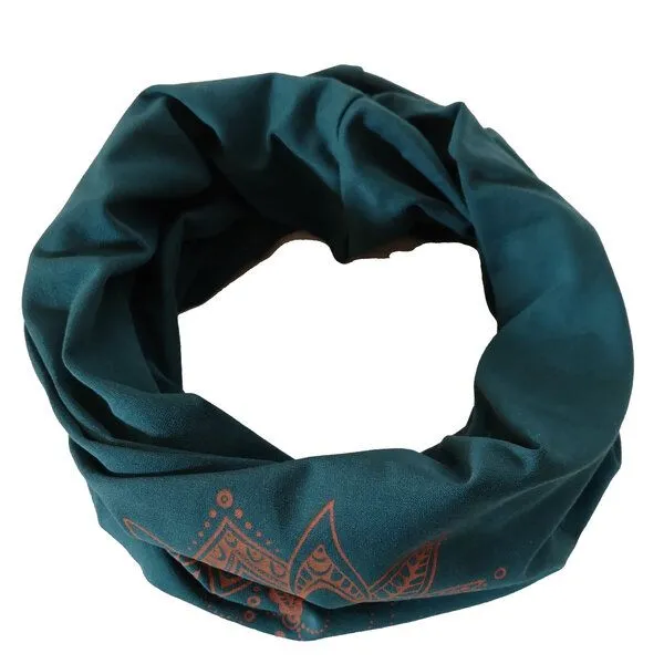 liebewicht liebewicht Multifunktions Loop Bio "Lotus" verschiedene Farben nach Wahl, Smaragd/druck orange, – Produktbild 3 von 4