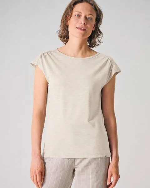 HempAge HempAge Damen T-Shirt mit rückseitigem Cut Out Hanf/Biobaumwolle, Distel(beige), – Produktbild 2 von 4