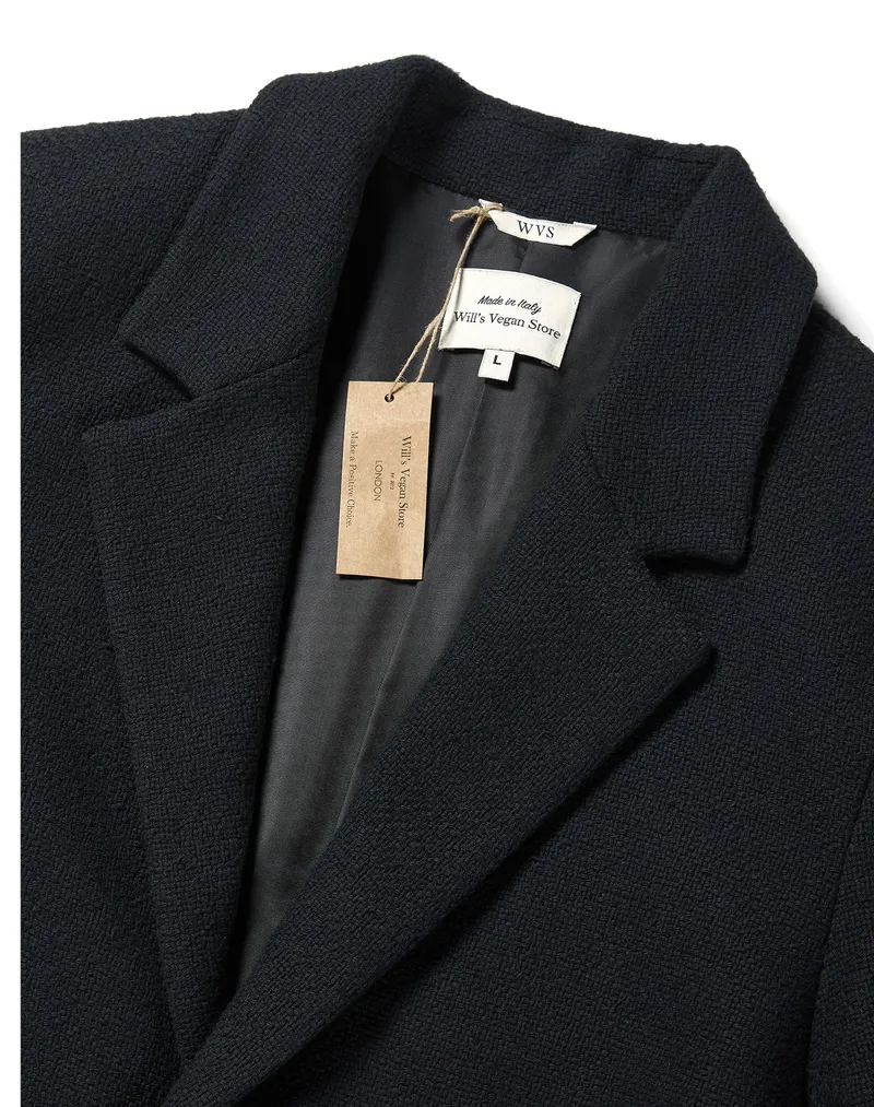 Will's Vegan Store Will's Vegan Store Herren vegan Herrenmantel Strukturierte Vegane Wolle Schwarz, Schwarz, – Produktbild 1 von 2