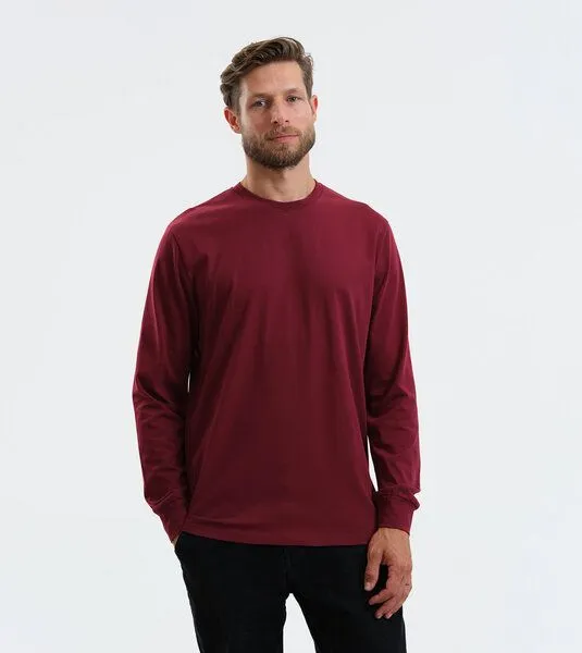 Gary Mash GARY MASH Herren Langarmshirt Scott aus Biobaumwolle, Burgund (rot), – Produktbild 1 von 3